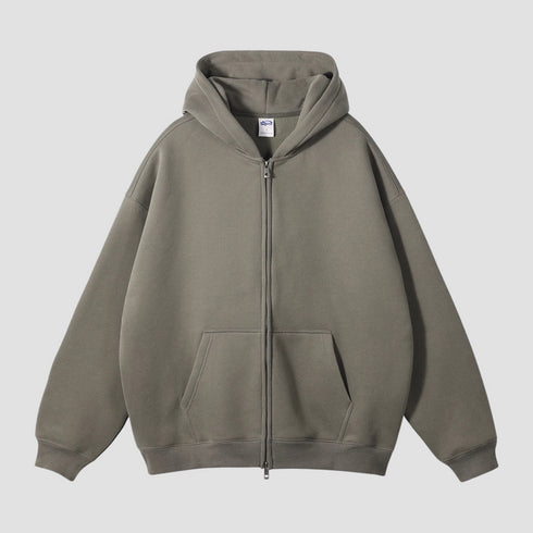 Men's Plush Oversized Heavyweight Full-Zip Hoodie